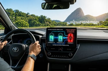 Tela de carro da Toyota exibindo controle inteligente de calor