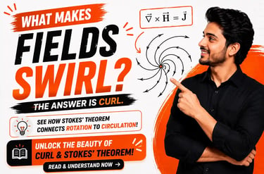 Curl and Stokes Theorem explained with vector field rotation, circulation diagrams, irrotational fie