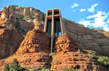 Sedona - the Chapel of the Holy Cross built amidst red rock boulders & still holds services