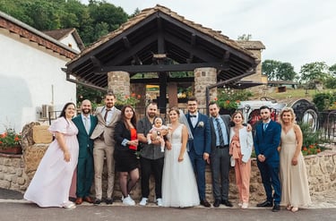 Photo de groupe à l'Auberge de la Klauss, Montenach, Moselle.