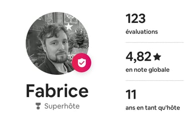 superhost airbnb Fabrice Deldambre note ratines avis client