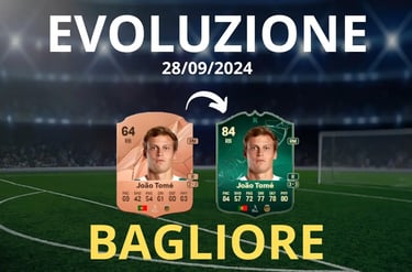 campo da calcio con sopra una carta evoluta tramite l'evoluzione bagliore su FC 25