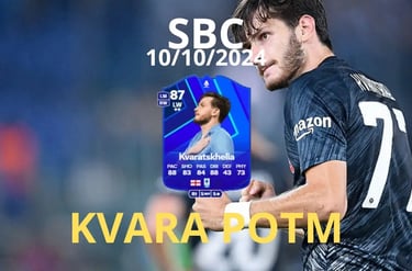KVARA con la maglia del napoli con la carta di KVARA POTM su FC 25