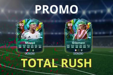 CAMPO DA CALCIO CON CARTE TOTAL RUSH DI MBAPPE E GRIEZMAN SU FC 25