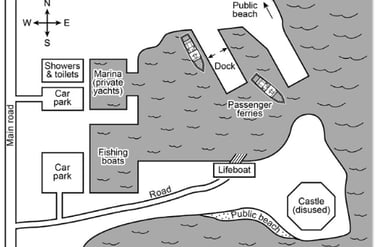 IELTS writing task 1 map