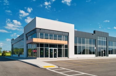 Commercial packaging facility equipped with AI-powered surveillance cameras, monitoring warehouse operations