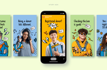 Donate Life Midwest youth campaign digital banner ads in phone mockup