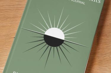 A sage green guided daily journal titled Mind Your Moments resting on a light wood surface.