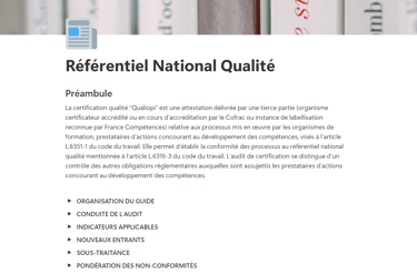 fonctionnalité template notion organisme de formation qualiopi référentiel easyadmin