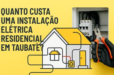 Imagem ilustrativa sobre instalação elétrica residencial em Taubaté, com fios e ferramentas.