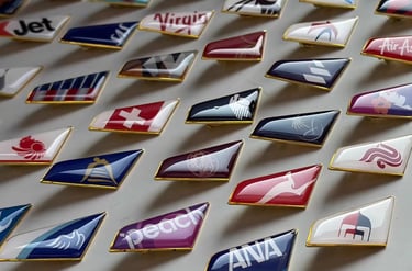 Flight Company Logo Pins with Clear epoxy dome finishing