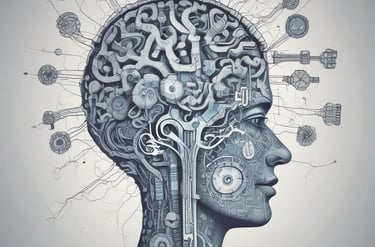 A student reviewing psychology materials on a laptop in a bright room.