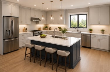Arlington renovated kitchen renovated kitchen with shaker cabinets quartz counters stainless appliances and soft lighting