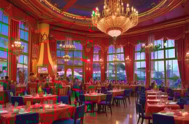 A curved facade covered in white latticework