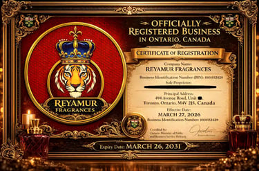 REYAMUR brand certificate luxury perfume Canada
