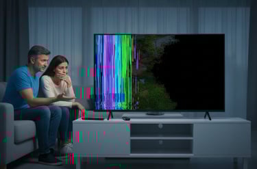 مشكلة ظهور خطوط ملونة أو بقع سوداء على شاشة التلفزيون