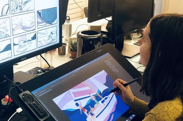 Illustration Animation 2D Traditionnelle sur tablette graphique cintiq 27 FEVR Paris Animation studi