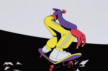 Illustration Skateboarding animation 2D traditionnelle FEVR société animation à Paris Illustration d