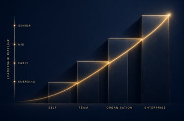 Leadership pipeline growth chart showing career progression from emerging to senior roles.