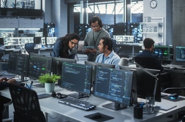 CloudOps team working in a modern office