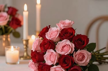 Elegant birthday floral arrangement with vibrant colors and fresh flowers on a soft pastel background.