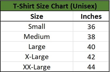 tshirt size chart