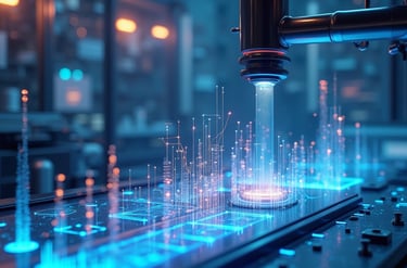 a conceptual machine that is working in with a video projection of computational input