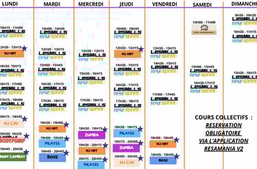 Planning cours collectifs NJFit Creil