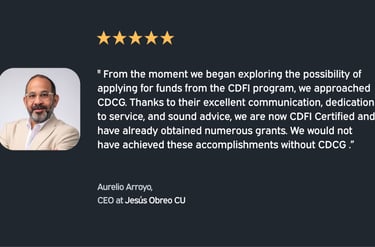 Aurelio Arroyo, CEO of Jesús Obrero CU, sharing his experience with our CDFI certification service