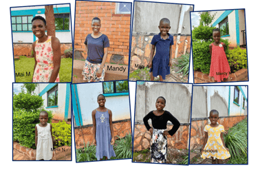 Fotocollage der Mädchen im Mirembe Cottage of Street Girls