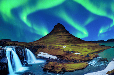 Aurora boreal y cascadas de Islandia