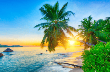 Atardecer en playa de Seychelles