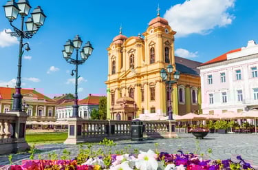 The Roman Catholic Cathedral of Saint George in Union Square, Timisoara, Romania.