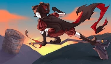 ClownPierce riding a broom