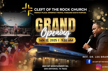 Cleft of the Rock Church Grand Opening flyer