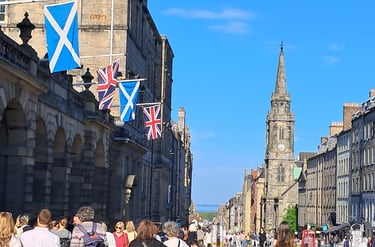 View of the busy Royal Mile during the Edinburgh Fringe