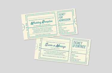 Tickets to wedding reception in French and English