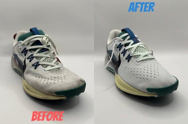 KicksReboot carried out a deep cleaning of Nike Pegasus Trail 5, comparison of shoes before and after the process