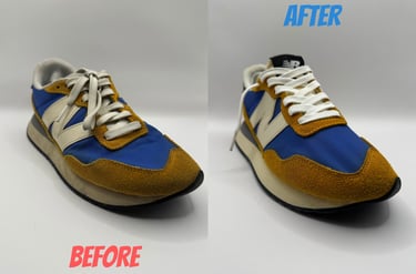 KicksReboot carried out a basic cleaning of New Balance 237, comparison of shoes before and after the process