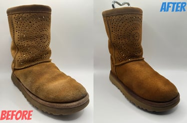 KicksReboot carried out cleaning of suede UGG Classic, comparison of shoes before and after the process