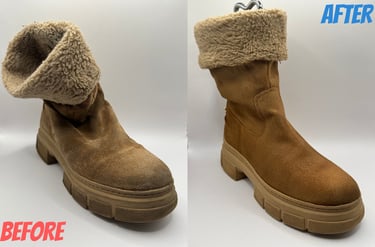 KicksReboot carried out a deep cleaning of Tommy Hilfiger Boots, comparison of shoes before and after the process