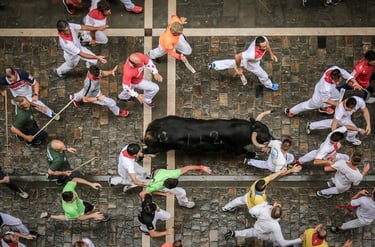 Peter Pickering's story of Alejandro Sánchez photographing the running of the bulls in Pamplona