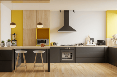 Kitchen Furniture Design with Black Hardware