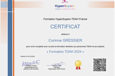 Certificat de formation TDAH auprès de l'association HYPERSUPER