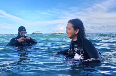 scuba diver having fun