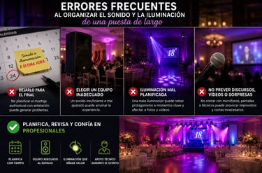 Errores frecuentes al organizar el sonido y la iluminación de una puesta de largo