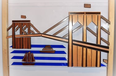 BROOKLYN BRIDGE adjustable wall art support pic-richWOODart.com-51"x30"-43 lbs.+supports 