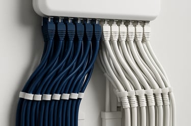 a bunch of cables connected to a wall mounted outlet