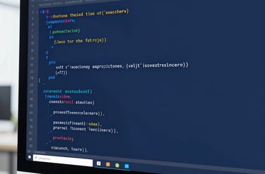 Macro shot of clean code on a high-resolution screen in a bright, modern tech office, crisp neutral lighting, blue accent tones, sharp focus, 35mm