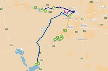 Mapa con la ubicacion de los Campings en San Rafael